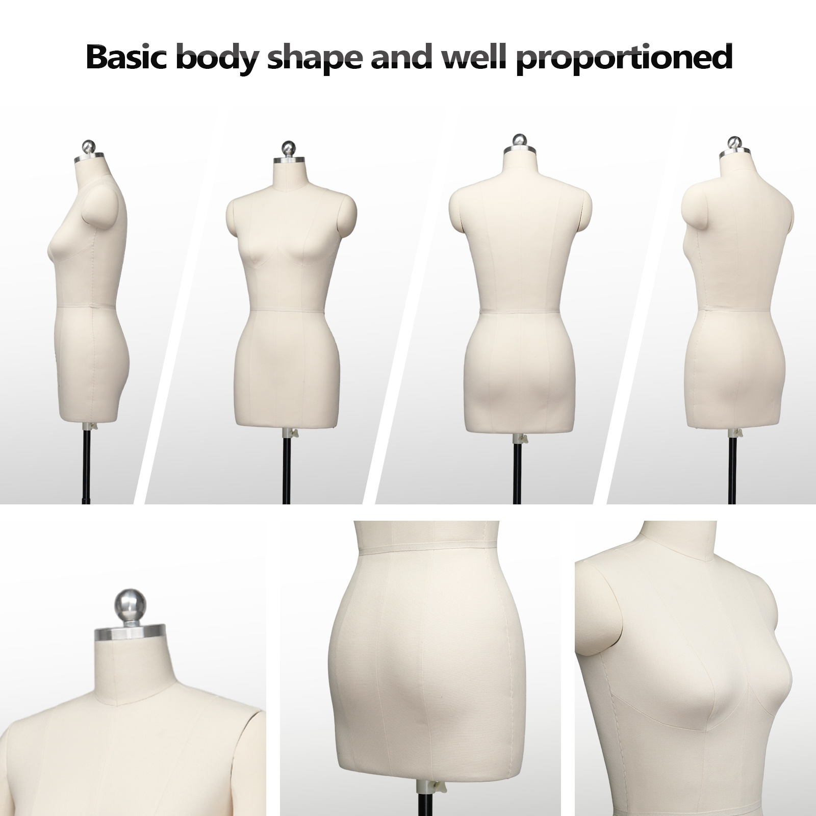 * Female Sewing Mannequin, Size 6 Professional Dress Form for Display and  Tailor Design, Height Adjustable Torso with Stable Metal Base