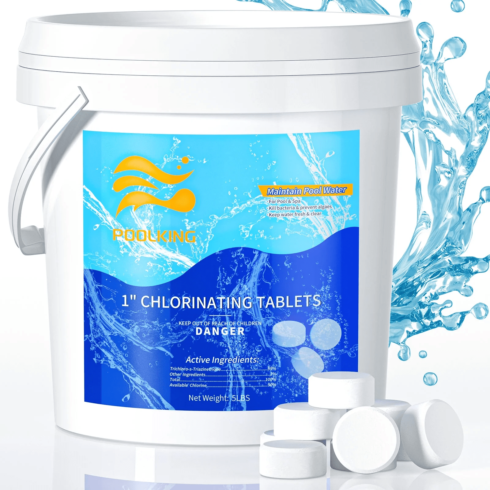 

【new Special】5 Lbs 1-inch Chlorine For Pools&spa&hot Tub – Long-lasting Pool Chlorine Sanitizer