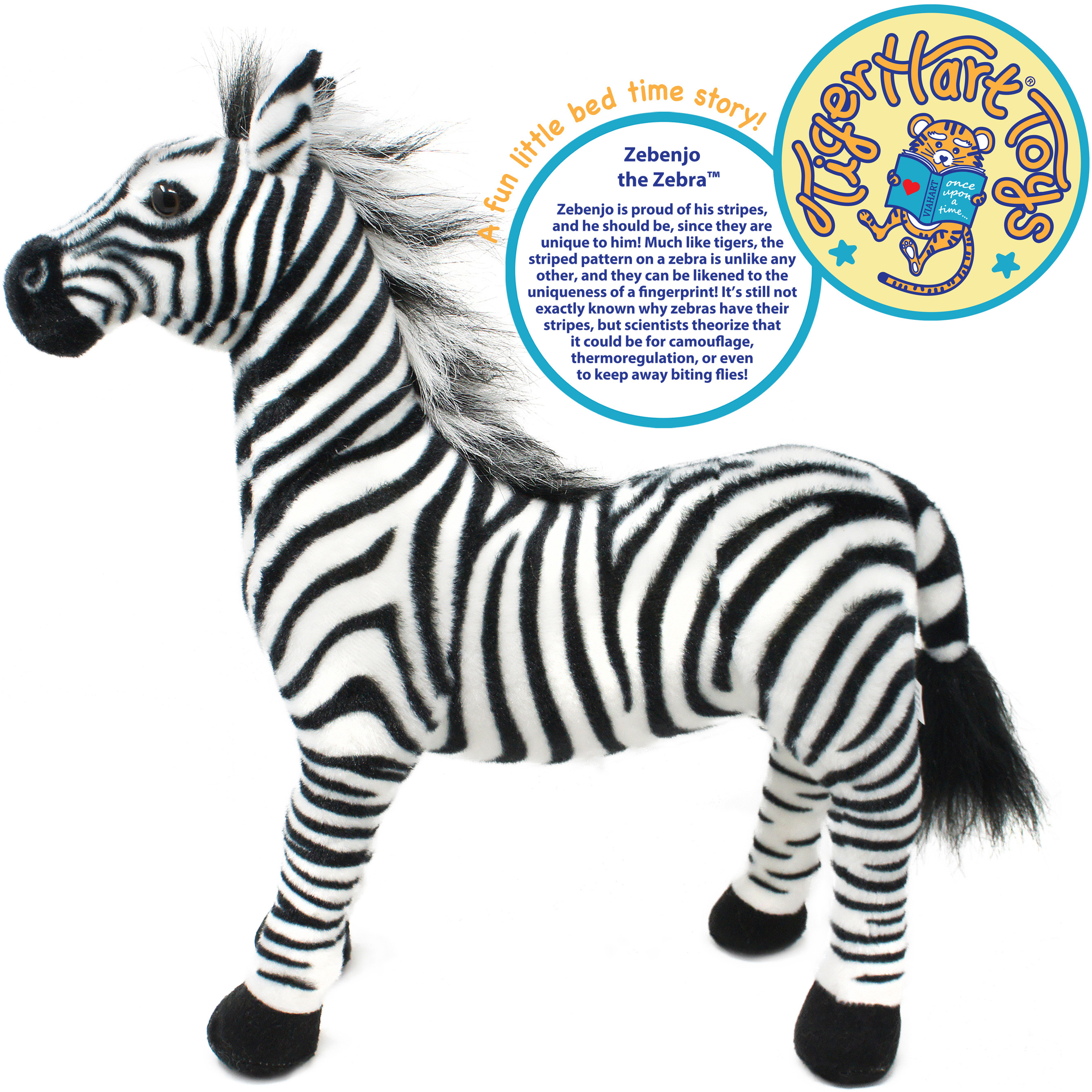 Zebenjo The Zebra - 16 Inch Stuffed Animal Plush