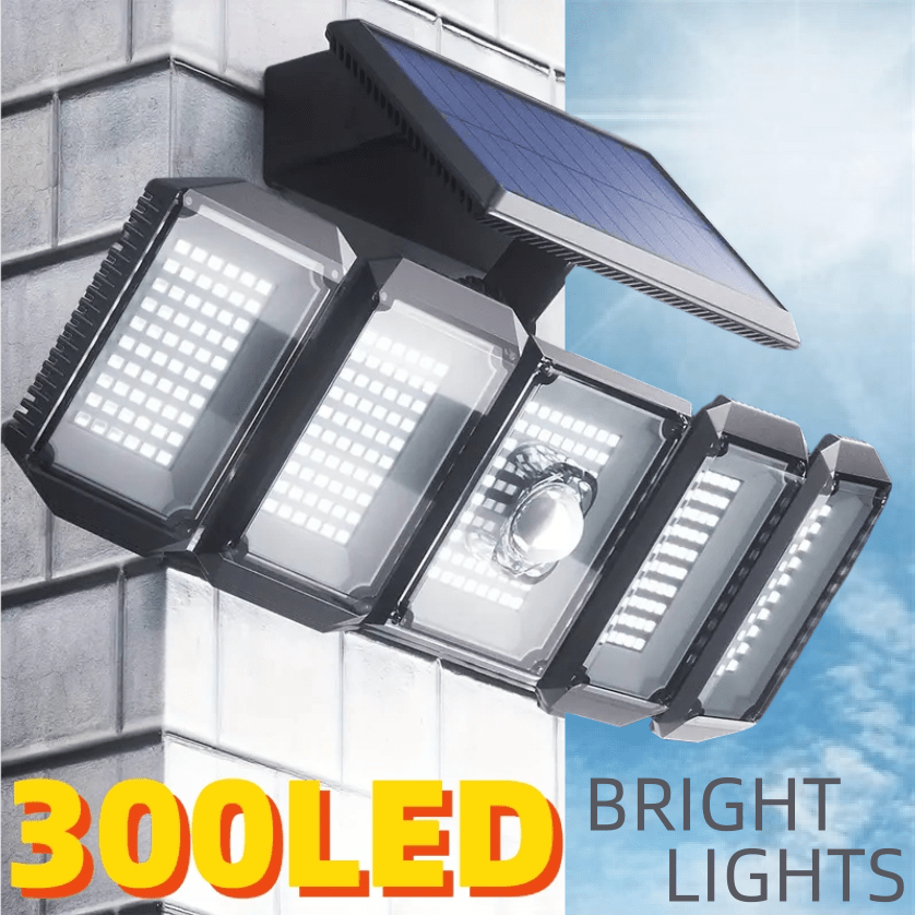 

Outdoor Solar Light With 300 Led Motion Sensor Lights, Outdoor Solar Security Light With Remote Control, 5 Rotatable Heads, 300 Leds, 360° , Security Led Flood Lights For Garages, Yards, Gardens