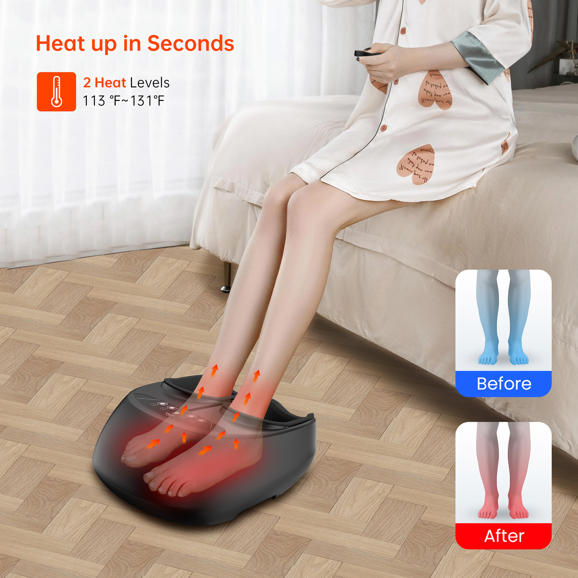 shiatsu foot massager heat deep kneading compression - Temu