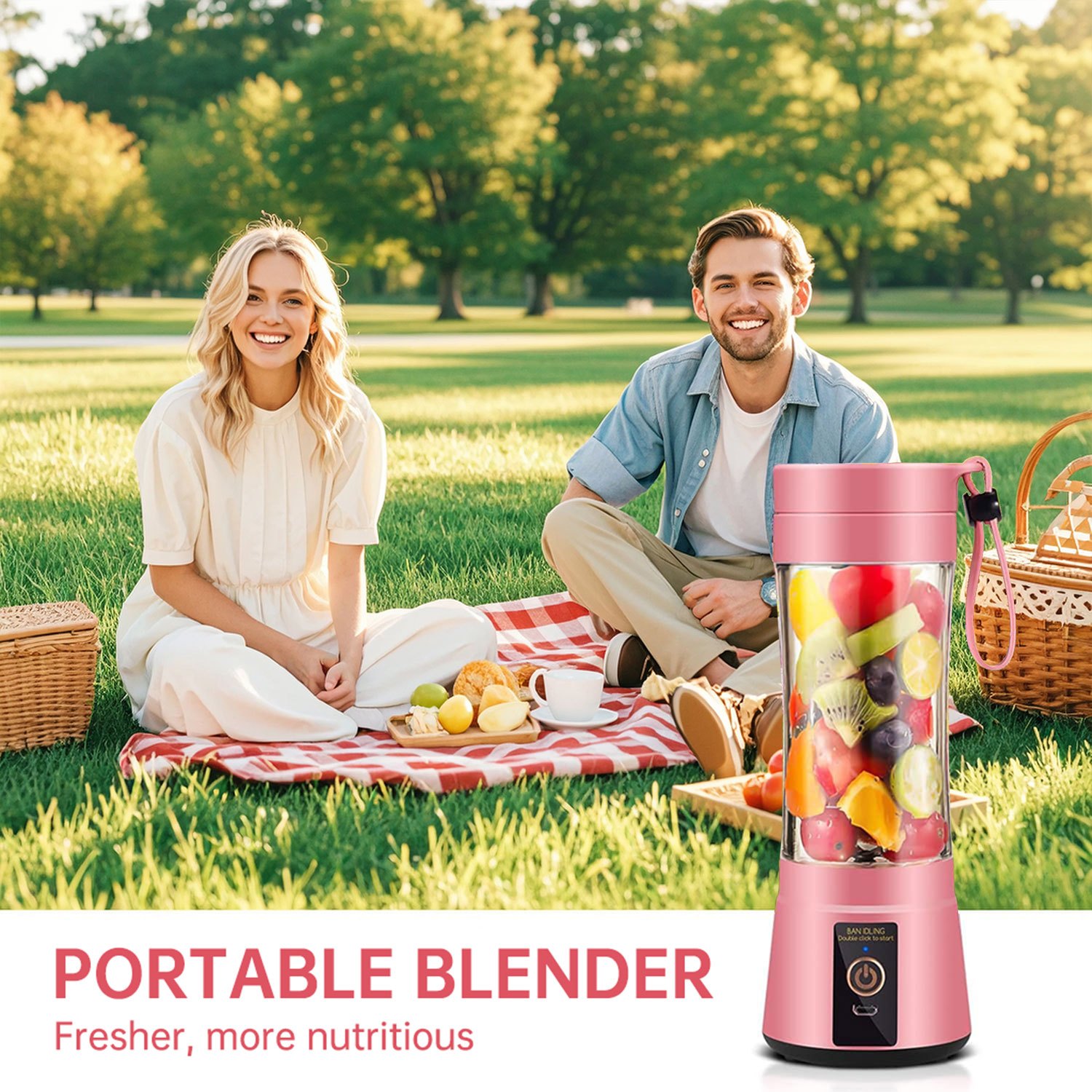 Portable Blender Cup,Electric USB Juicer Blender,Mini Blender Portable Blender For Shakes and Smoothies, juice,380ml, Six Blades Great for Mixing，Pink，Black，Purple