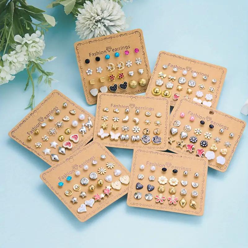 

84pairs Multi-style Stud Earrings For Women, Elegant Strawberry Heart Daisy Flower Earrings, Multiple Month Design Earrings Set, Ideal Jewelry Gifts For Women Girls