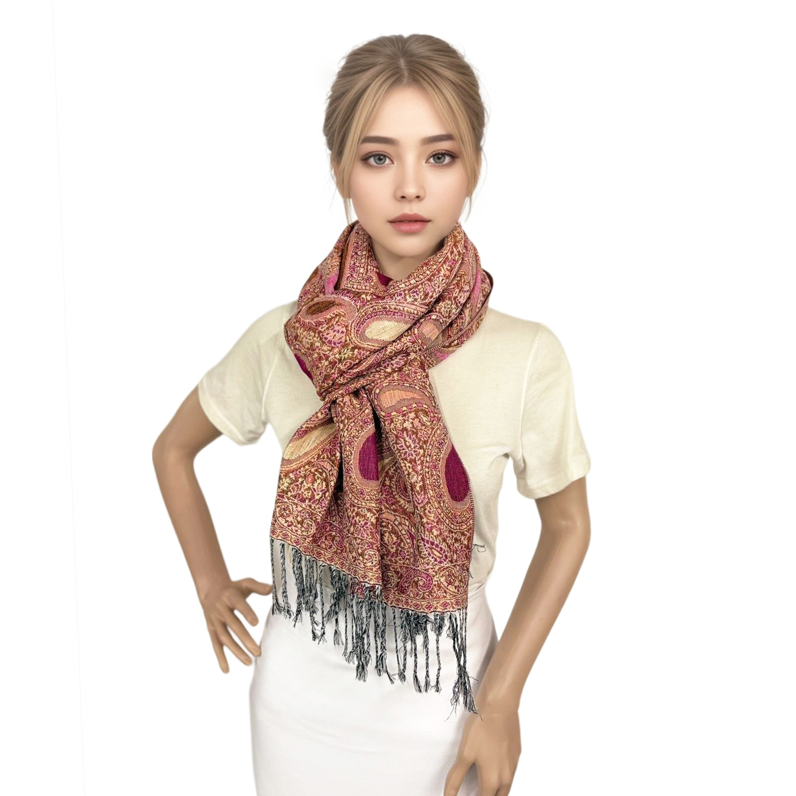 

Luxury Reversible Paisley Scarf – Dual-tone Cozy