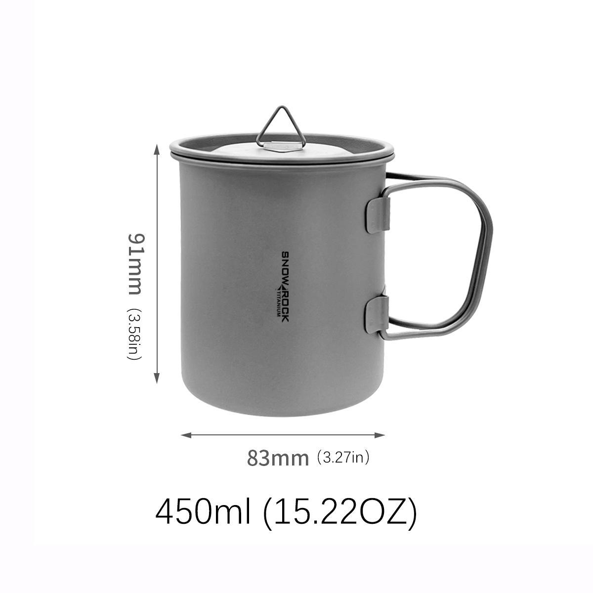 

Titanium Camping Mug With Lid 450ml 550ml Portable Foldable Handle Single Pure Titanium Coffee Cup For Hiking Travel Outdoor Camping