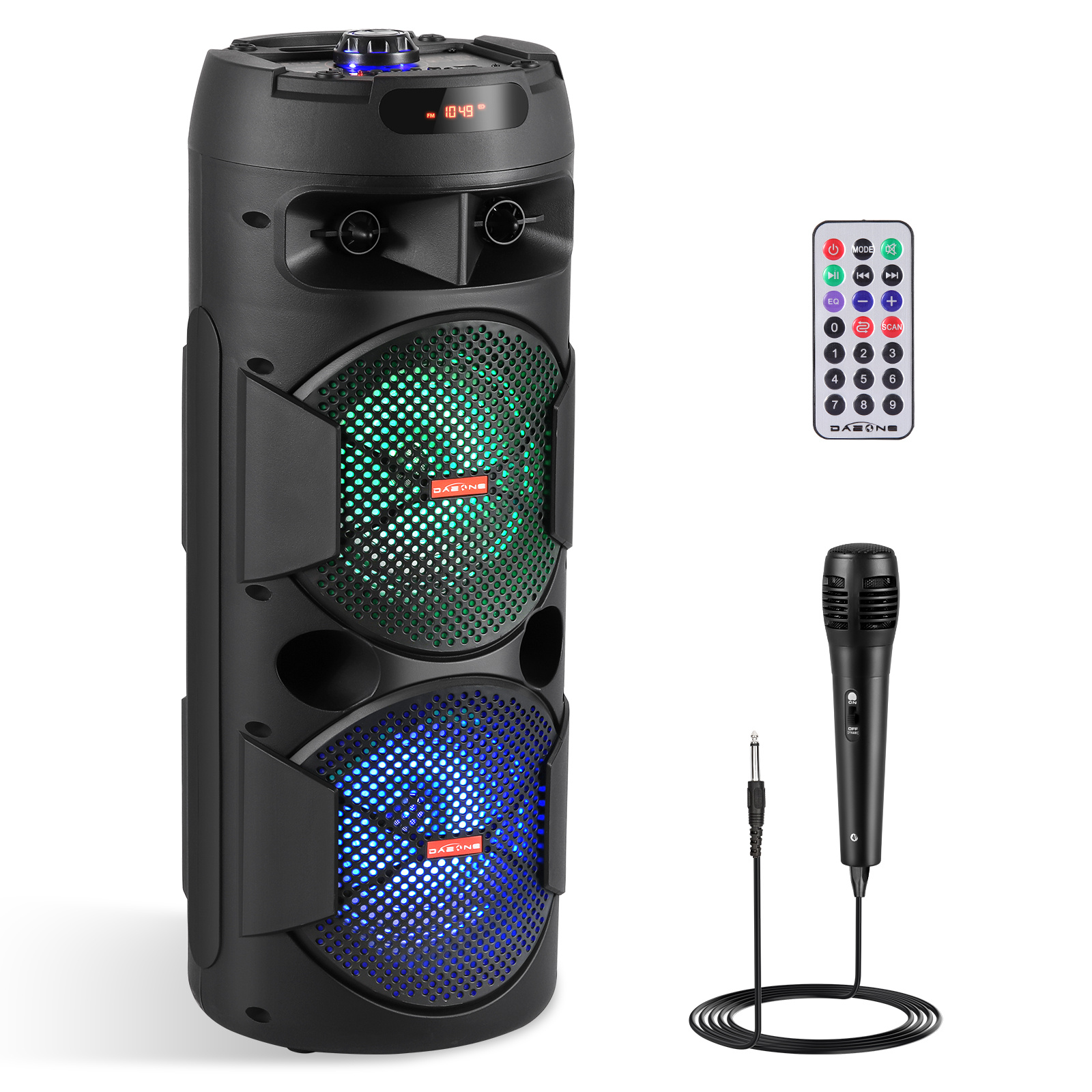 

Portable Wireless Pa System, Dj With Dual 6.5" Woofers, Wired Microphone, Remote Control, Hd Loud Player Speakers Audio Docks, Support Aux, Usb, Tf Card, Tws