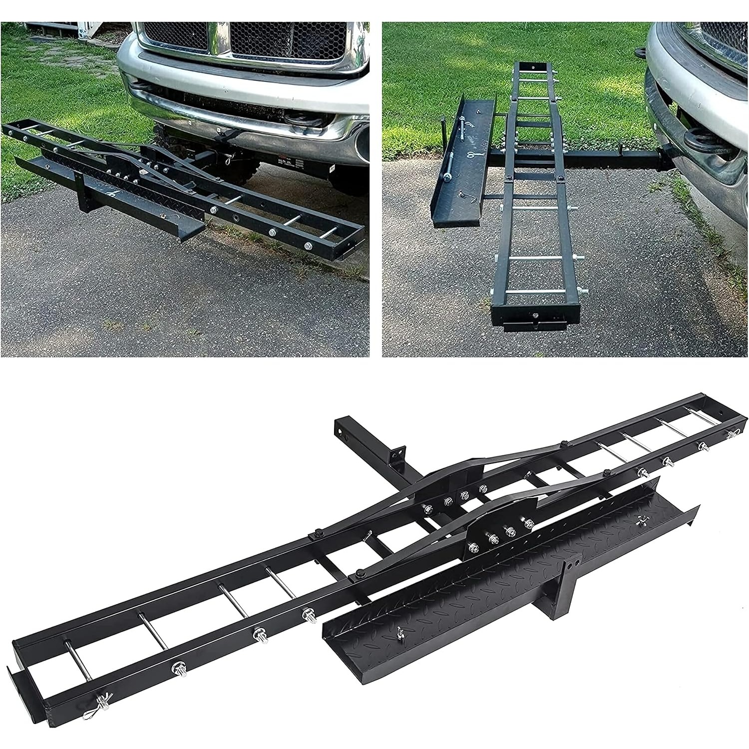 

Heavy Duty 500lbs Motorcycle Hitch Carrier Scooter & Dirt Bike With Loading Ramp And Anti-tilt Locking Device Steel Hitch Mount Rack For Trailers