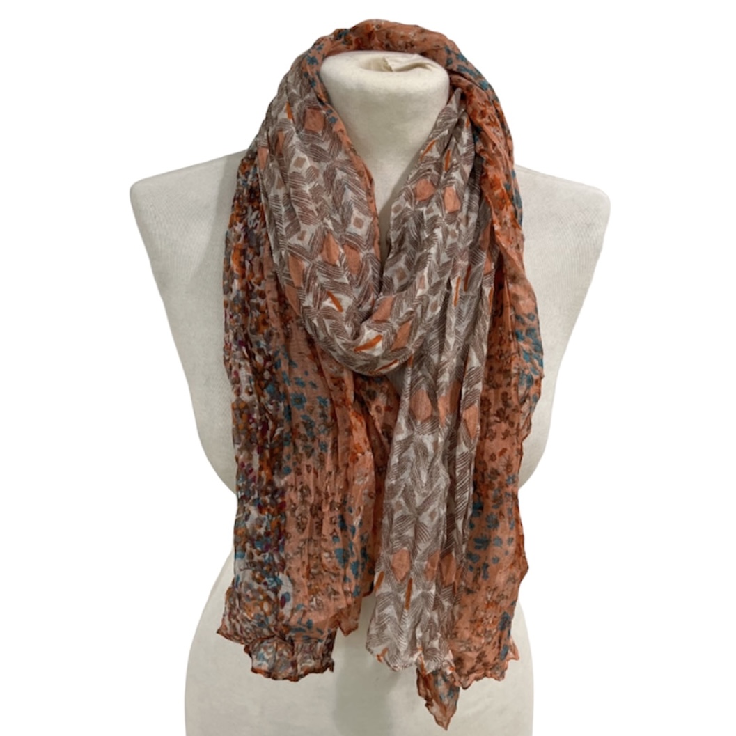 

Vibrant Orange Crinkle Vintage Scarf