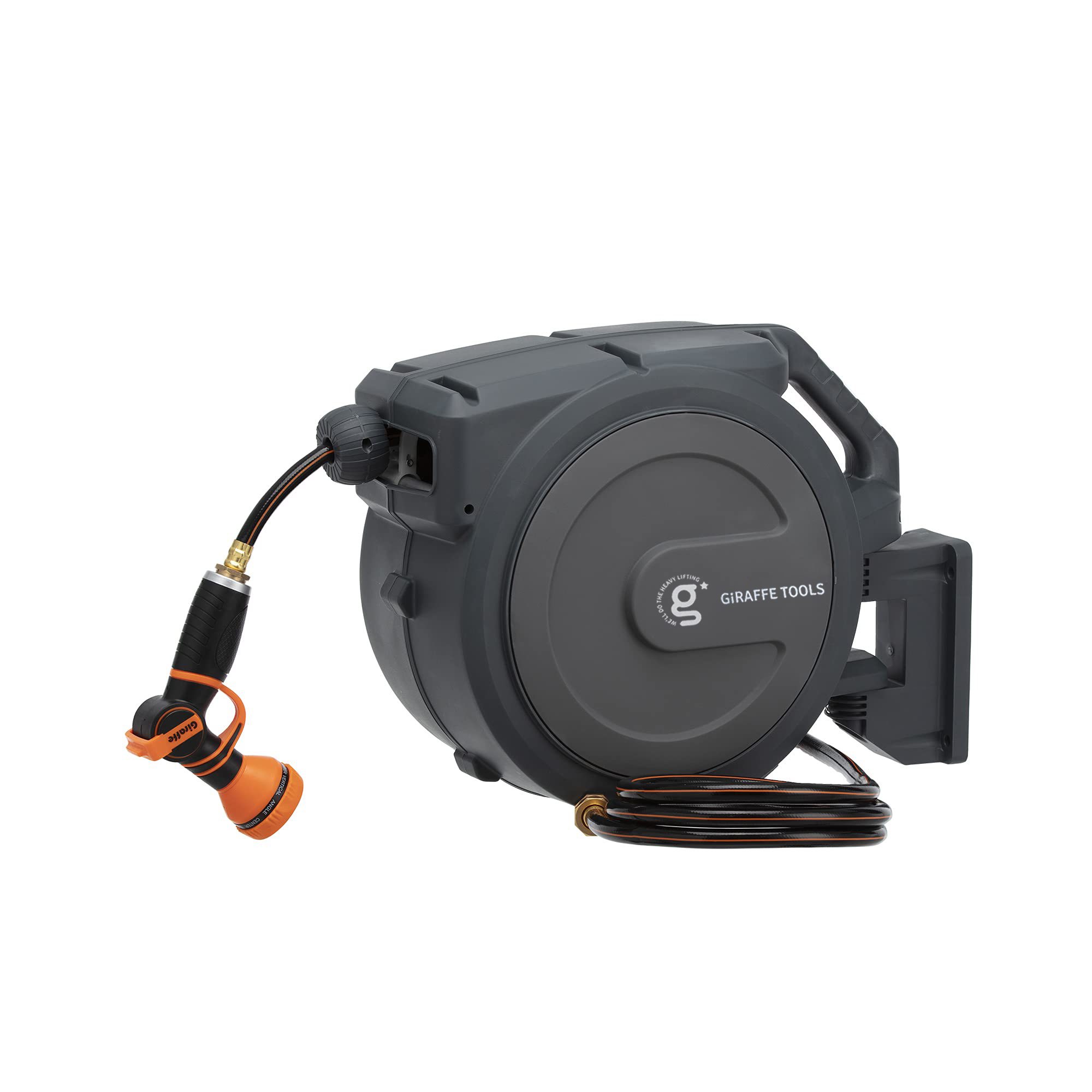 

Giraffe Tools Aw25 Agricultural Irrigation Hose Reel 1/2'' 78ft, Heavy Duty Retractable Hose Reel With Any Length Lock, Slow , Wall Mounted And 180 Deg Swivel Bracket