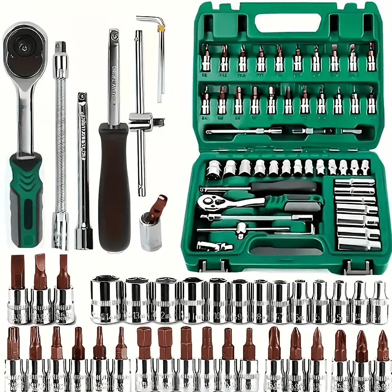 

53pcs/set Car Maintenance Tool Kit, Including Rapid Ratchet Wrench Forauto Parts Repair, And Other Auto Maintenance Accessories