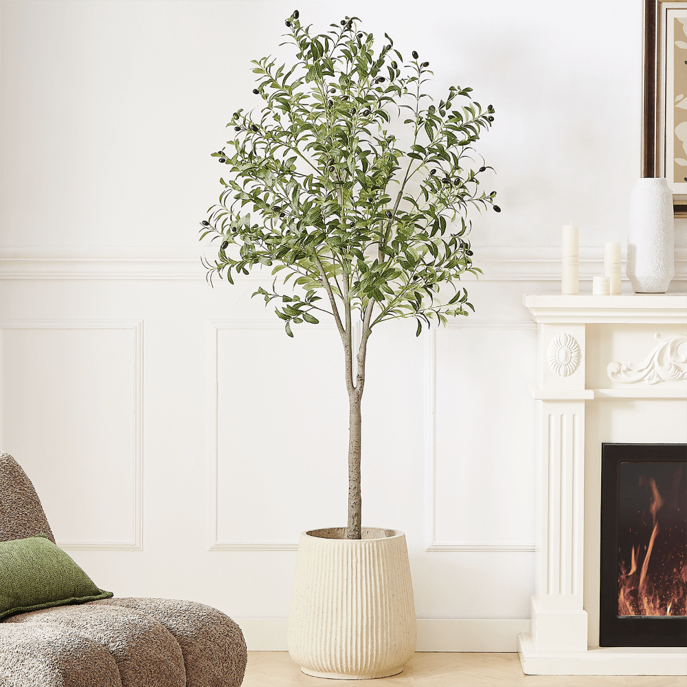 TEMU 6ft Artificial Olive Tree Thicken Trunk Indoor Tall Faux Plants Fake Tree For Room Kitchen Decor House Spring Summer Decoration