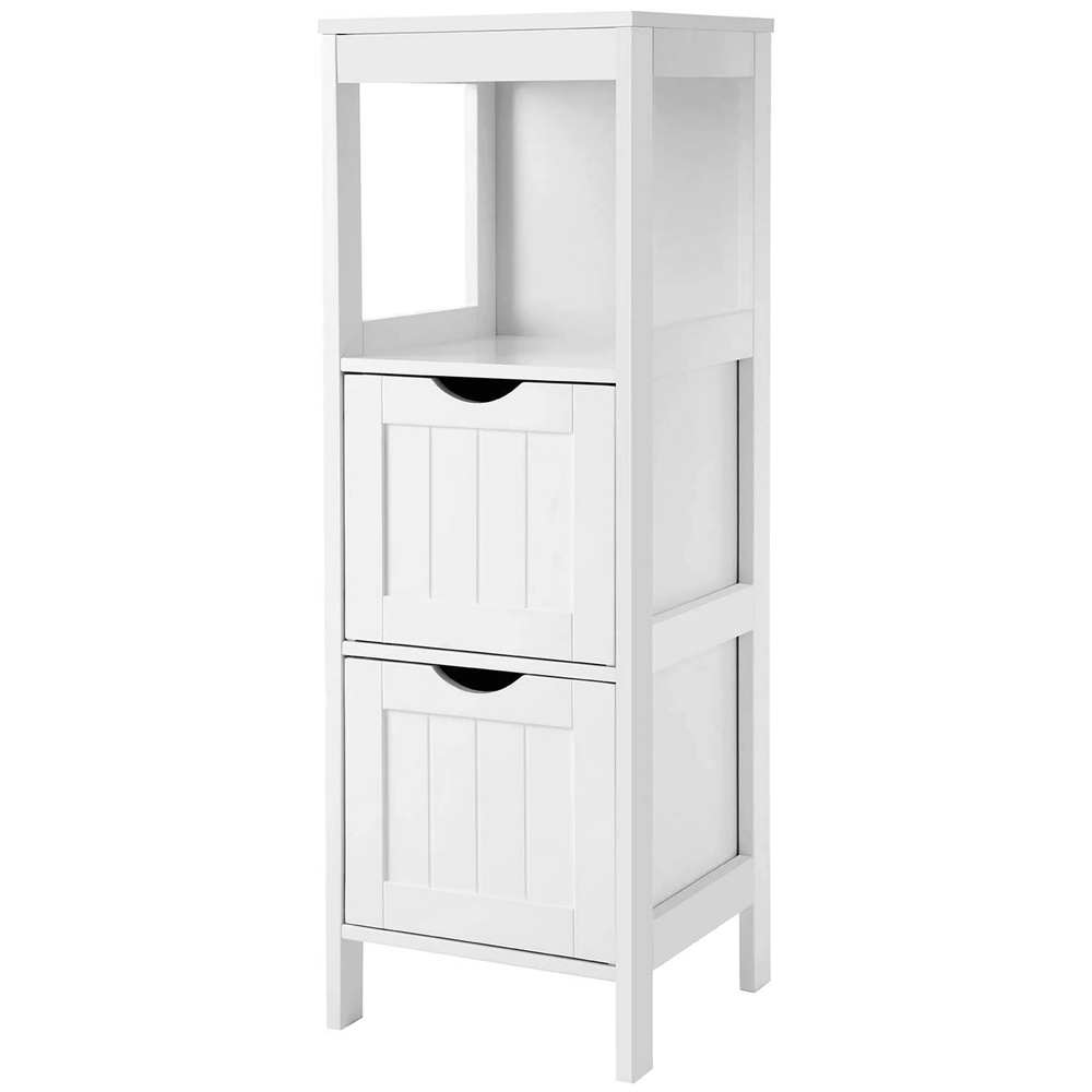 

32" Floor Cabinet Multifunctional Bathroom Storage Organizer Rack Stand, 2 Drawers, White