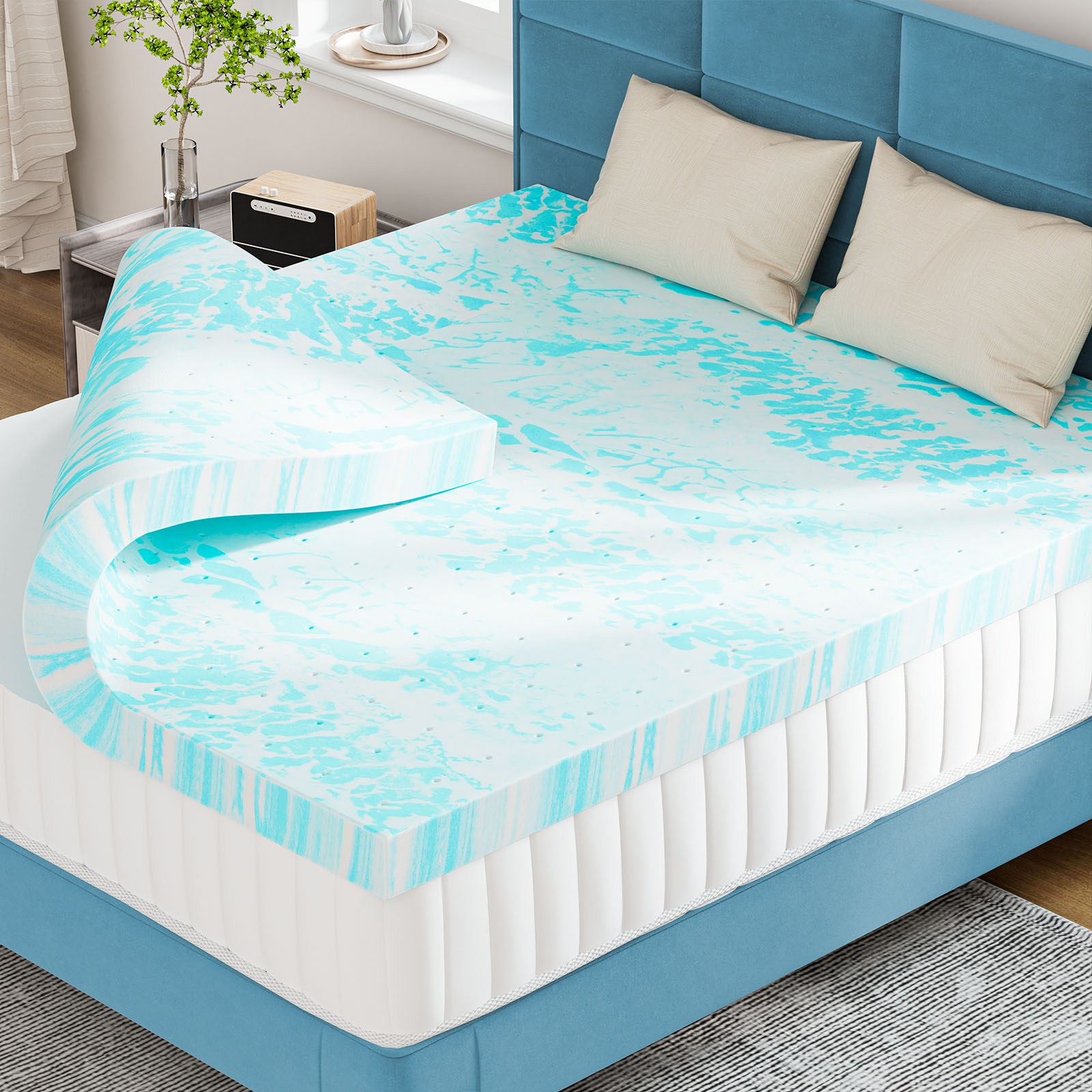 Memory Foam Mattress Topper Cooling Mattress Pad Gel Temu