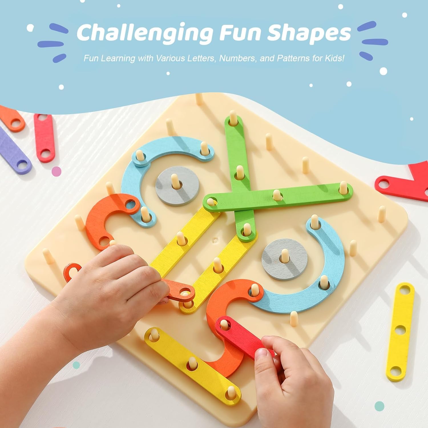 

Toys, Puzzles Letter And Number Shapes Construction Toys, 35 Pcs Wooden Parts For Educational Preschool Color Activity Board Set