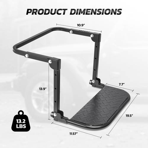 folding tire step adjustable mounted step for car pickup truck suv rvs heavy duty fit most tire from 13 330 lbs