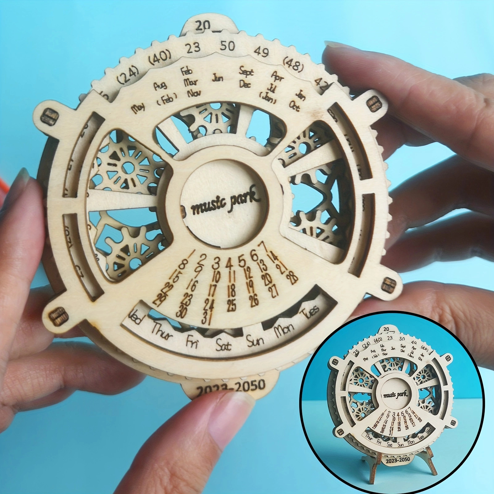 

3d Wooden Puzzle Perpetual Calendar Mechanical Gears Toy Building Set Engineering Toys Model Kits Handmade