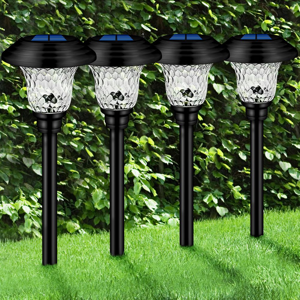 

Glass Metal Solar Pathway Lights 4pack 20lumens Outdoor Glass Stainless Steel Auto-on/off