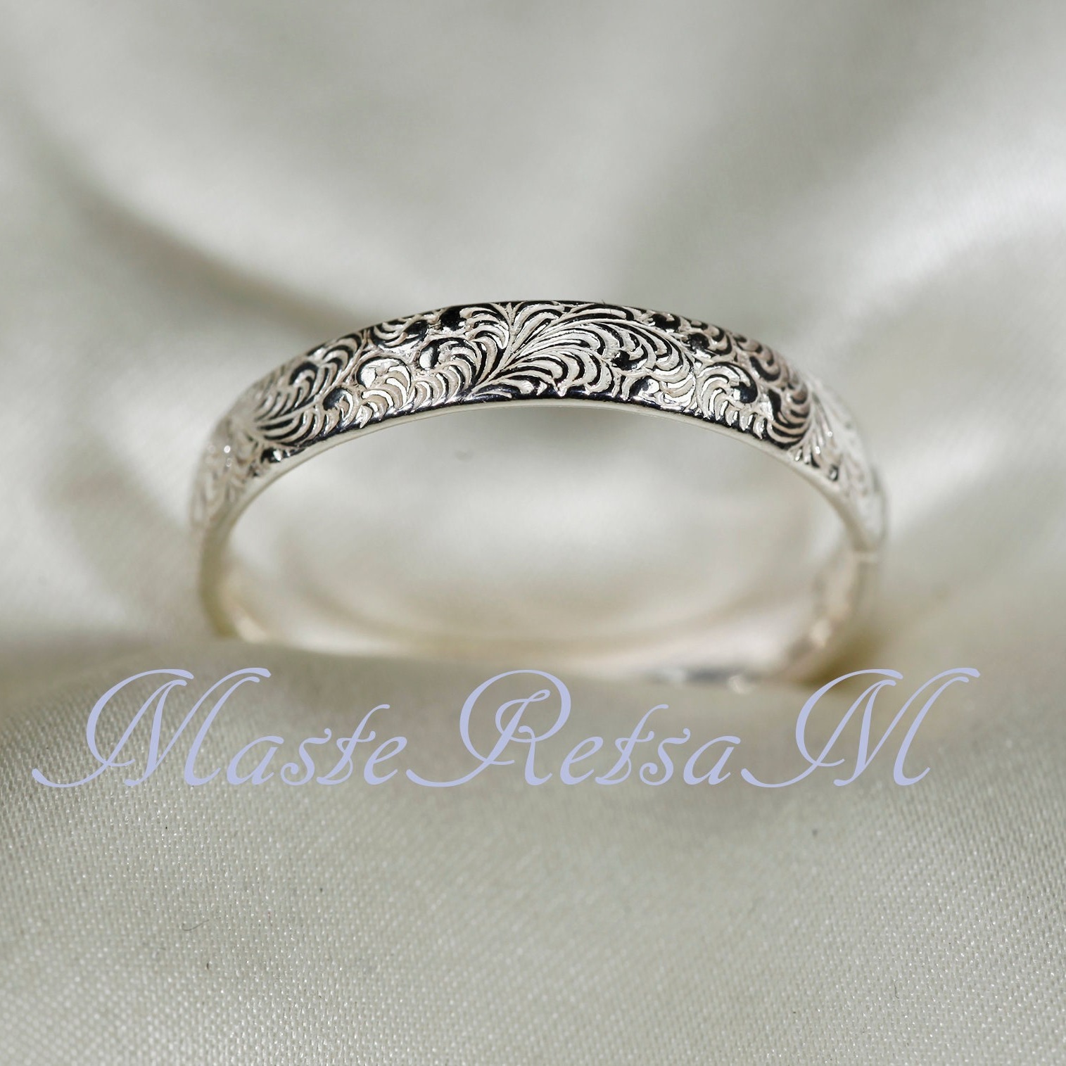 

(2326) 925 Sterling Silver Unique Floral Pattern Ring, Handmade Detail Solid 925 Sterling Silver Pattern Ring 3.4mm Width. Handmade In The U.s (u.s. Standard Sizes)