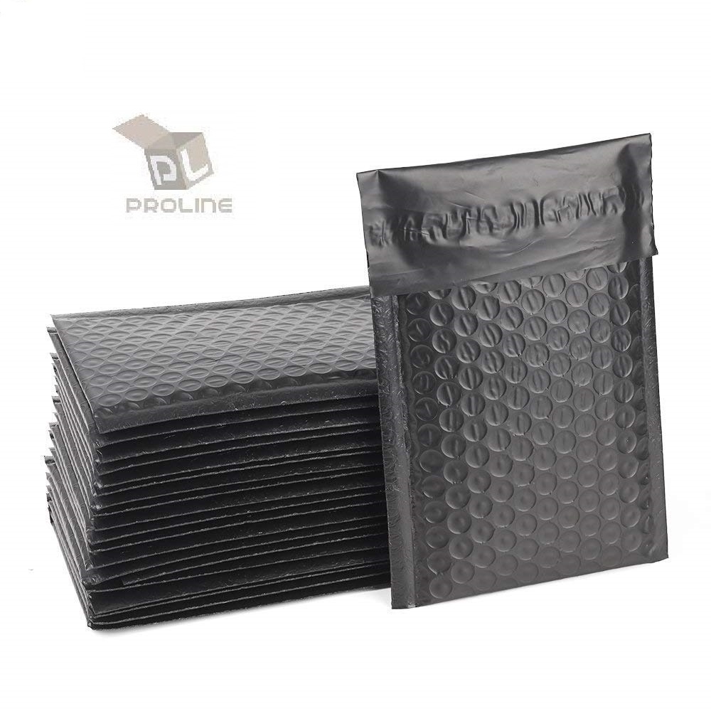 

Proline Black Poly Bubble Padded Envelopes Self-sealing Mailers Extra Wide 6x10