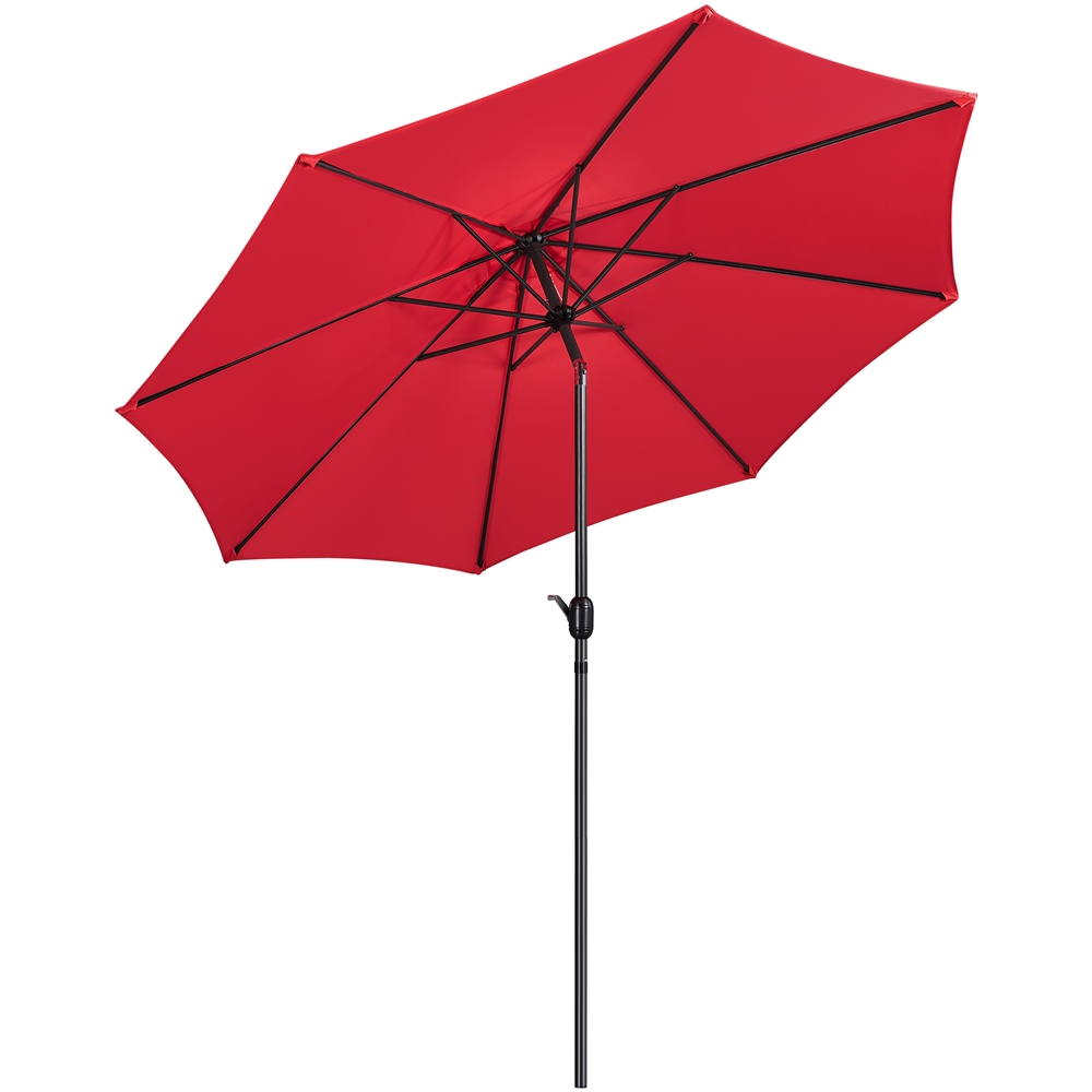 

10ft Patio Umbrella With Push Button Tilt And Crank, 8 Ribs Outdoor Market Umbrella For Garden, Backyard, Deck, Pool, Beach