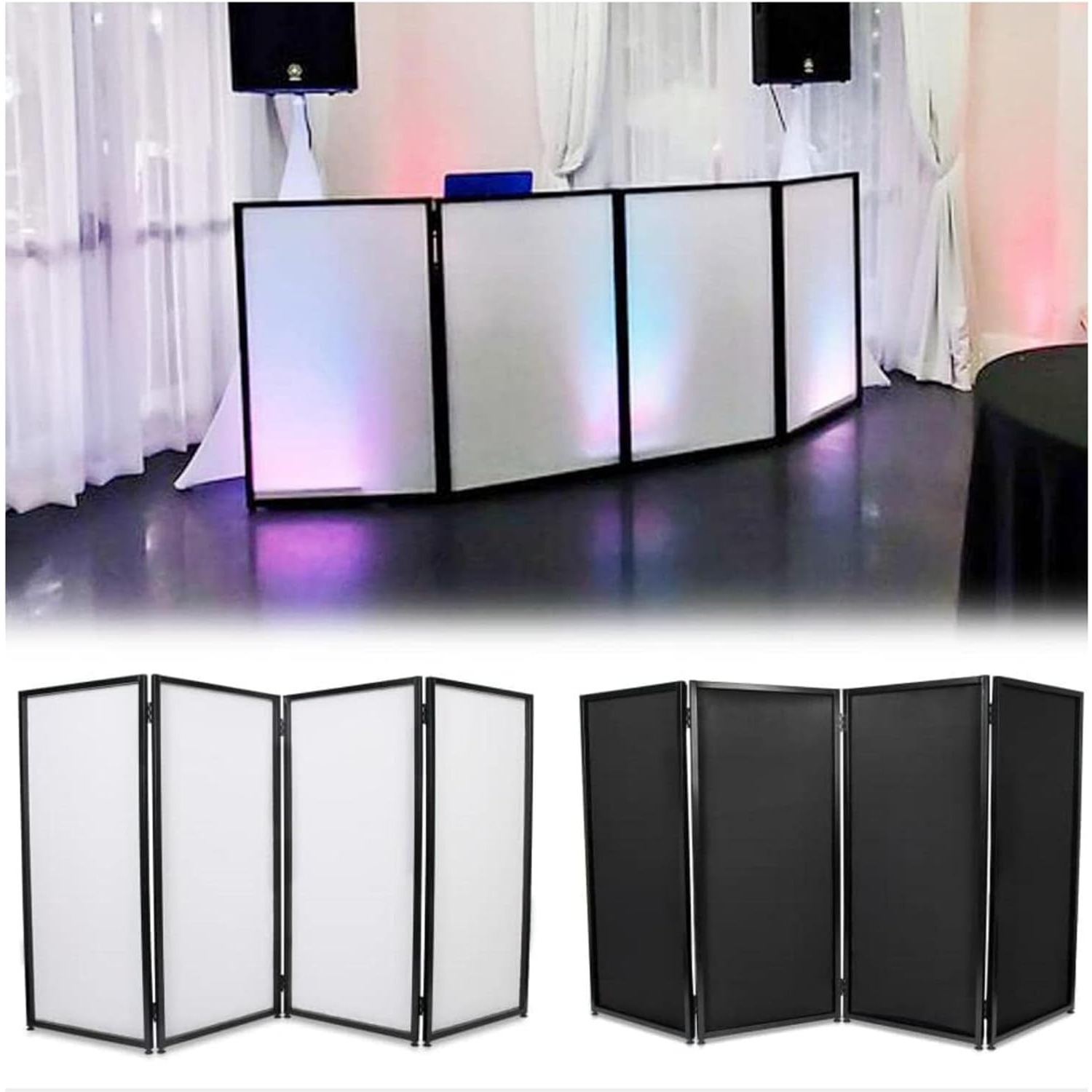 

Portable Dj Booth Foldable Cover Screen With Whiteblack Facadecloth Frame Booth Steel &travel Bag Case Projector Display Panel With Folding