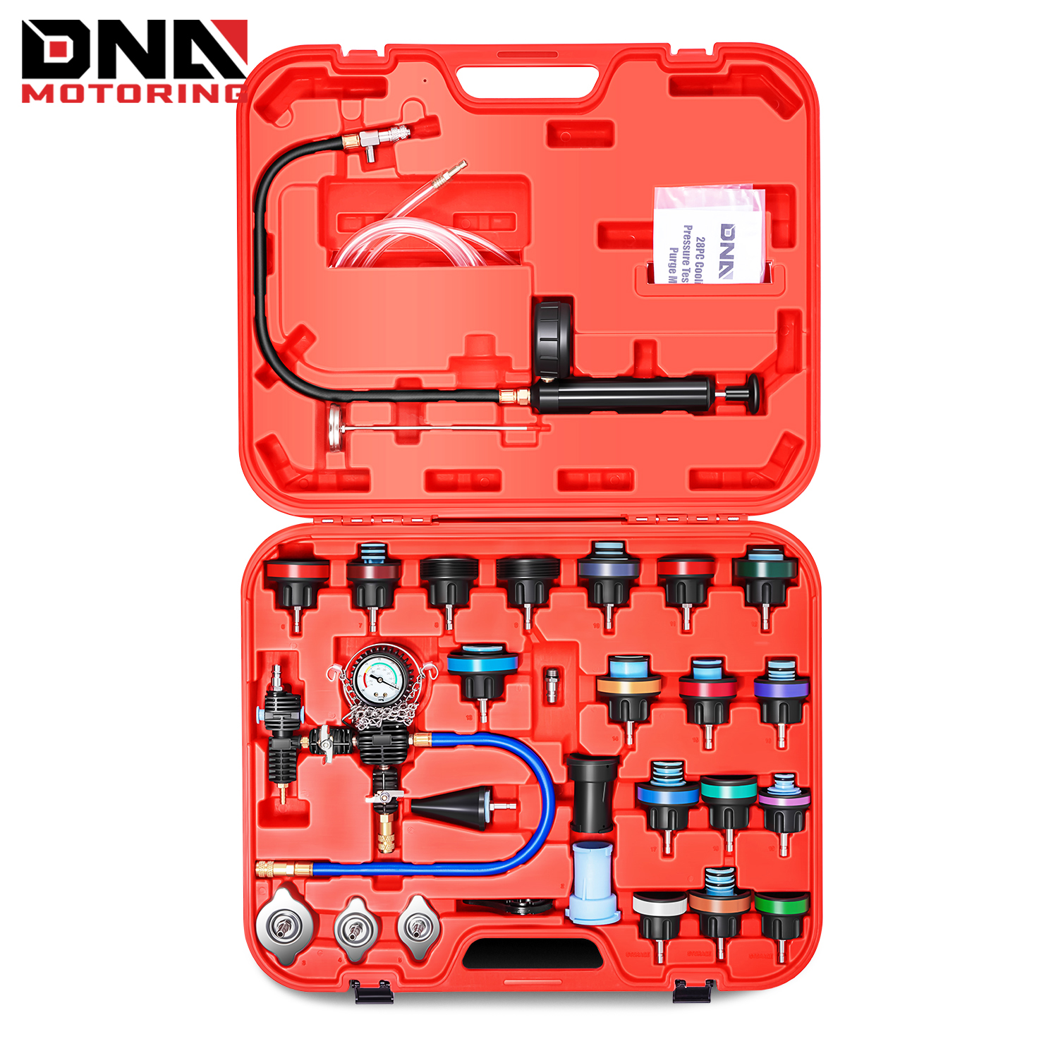 

28pcs Radiator Coolant Pressure Tester Vacuum Refill Tool Kit For Most Vehicles,with Carrying Case