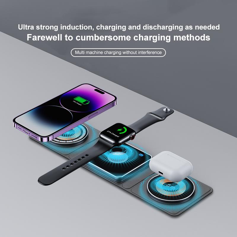 

Wireless Charger, 3 In 1 Wireless Charger, Foldable As Phone Holder, Foldable Travel Wireless Charger With Usb Charging Cable, Glass Work Surface And Holster Shell Design, S Electronic Mobile Folding
