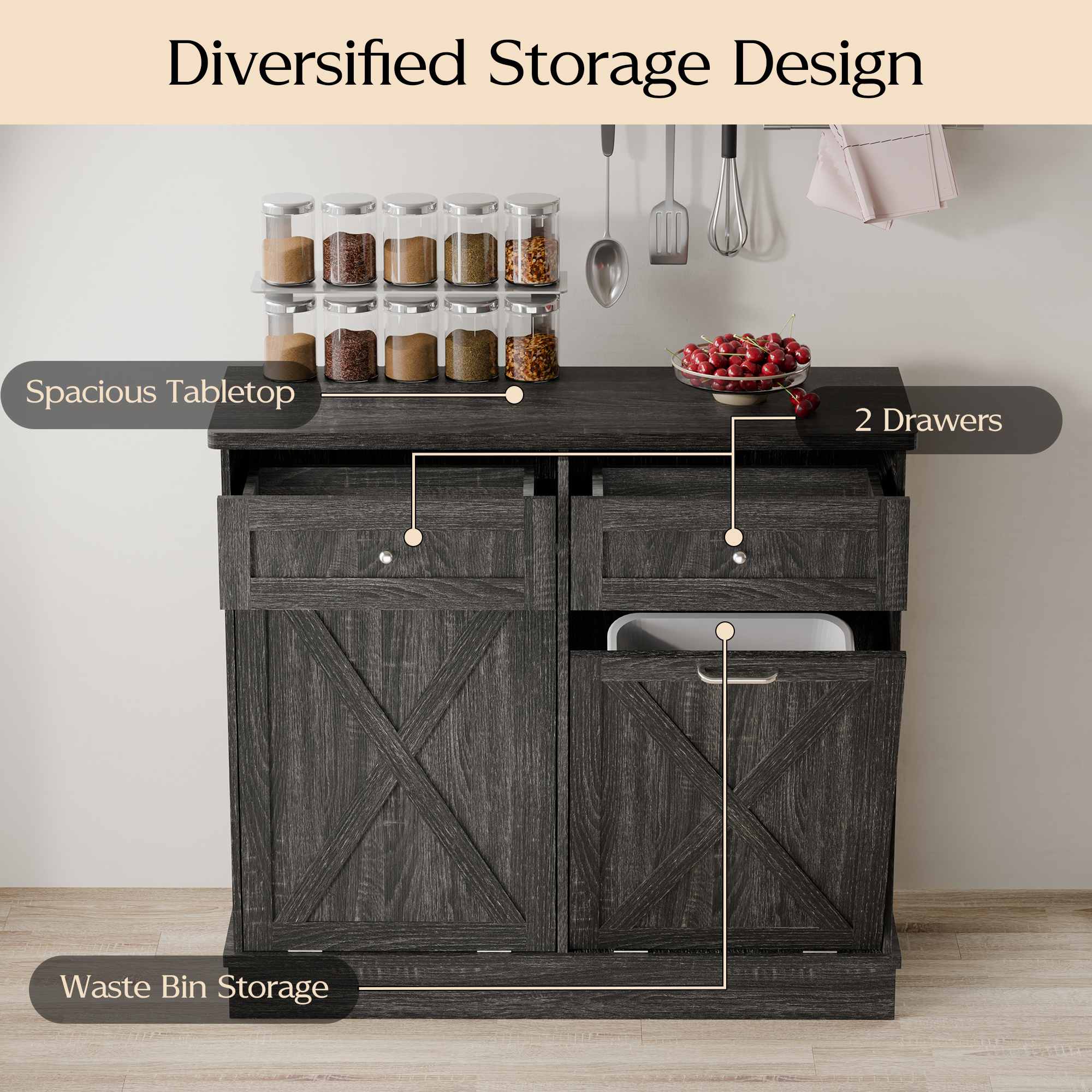 Double Tiltout Wooden Waste And Recycling Dog Proof Design