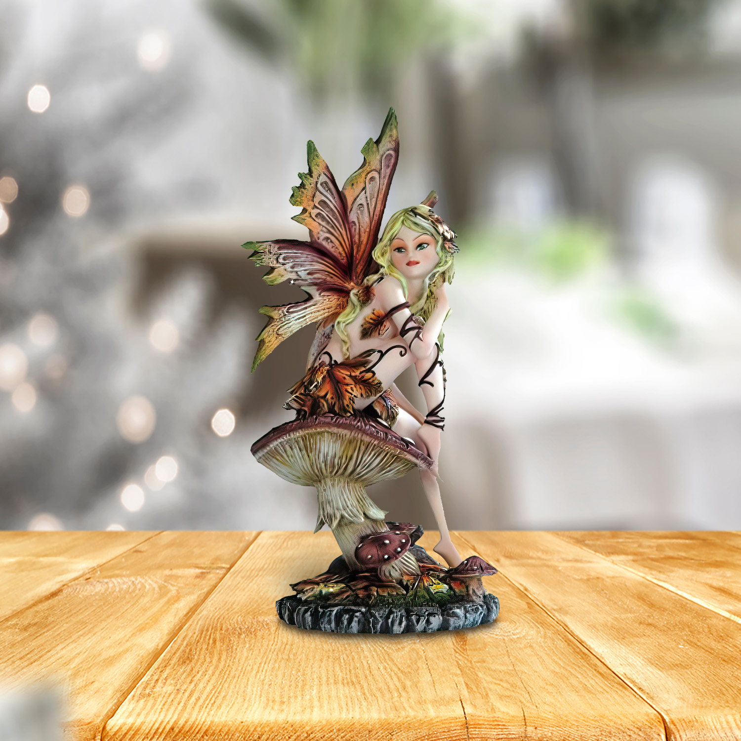 

8"h Brown Butterfly Wings Autumn Fairy Sitting On Mushroom Figurine Statue Home/room Decor And Perfect Gift Ideas For House Warming, Holidays And Birthdays Great Collectible Addition