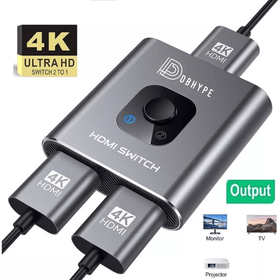 

Switch Splitter 4k60hz, Aluminum 2.0 Switcher 2 In 1 Out, Splitter 1 In 2 Out, Bi-directional Switch Support 4k 3d Hdr For Ps5/4/3 Blu-ray Player Fire Stick Hdtv