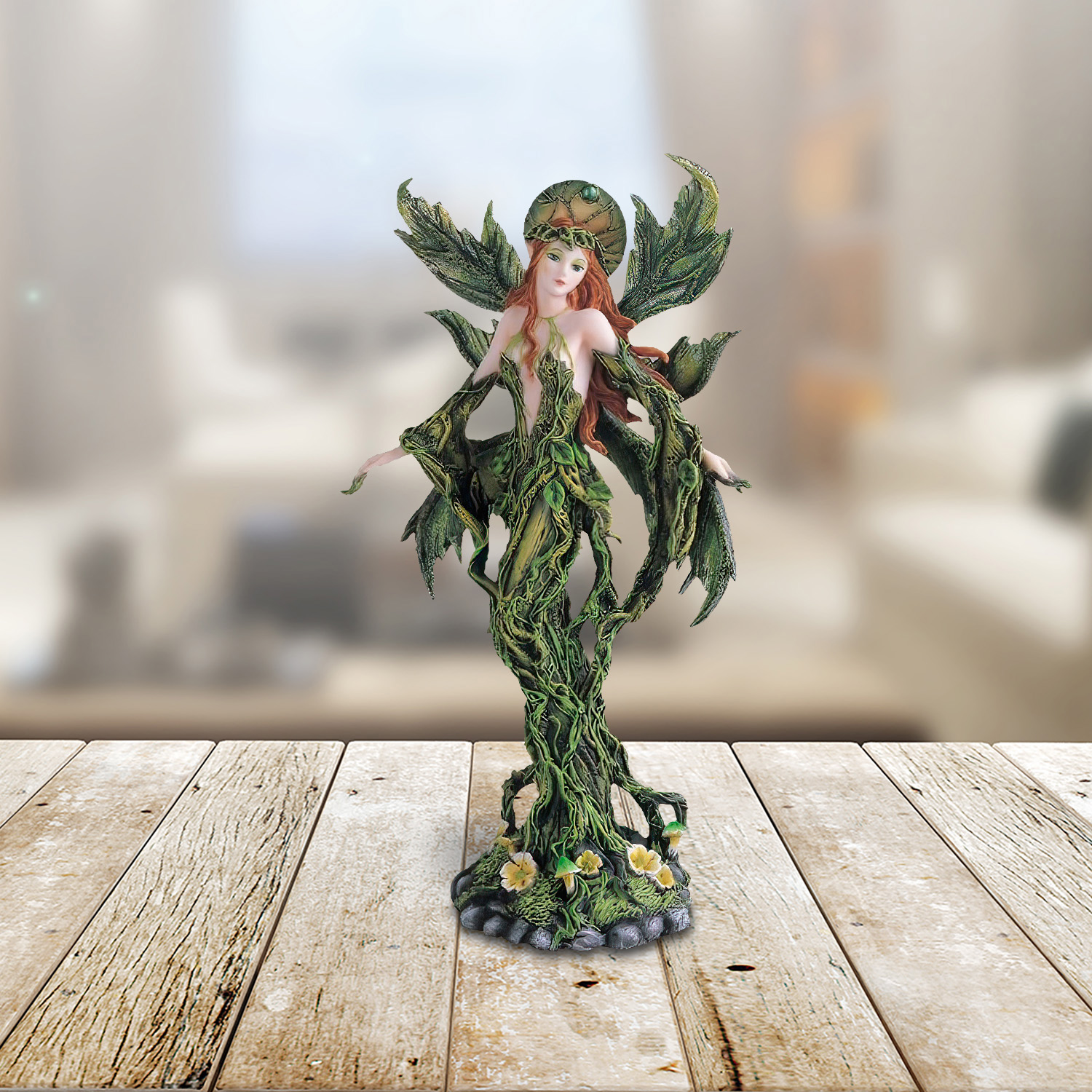 

12"h Tree Fairy With Green Wings Figurine Statue Home/room Decor And Perfect Gift Ideas For House Warming, Holidays And Birthdays Great Collectible Addition