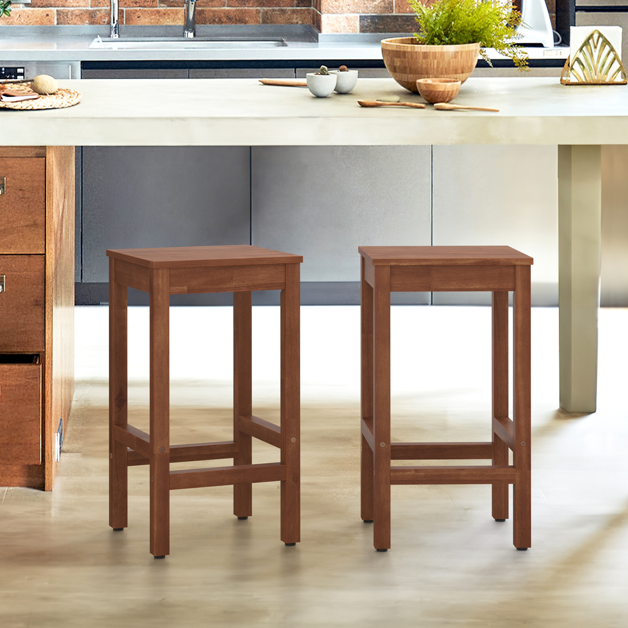 2pcs bar stools footrest 26 counter height bar stools acacia Temu
