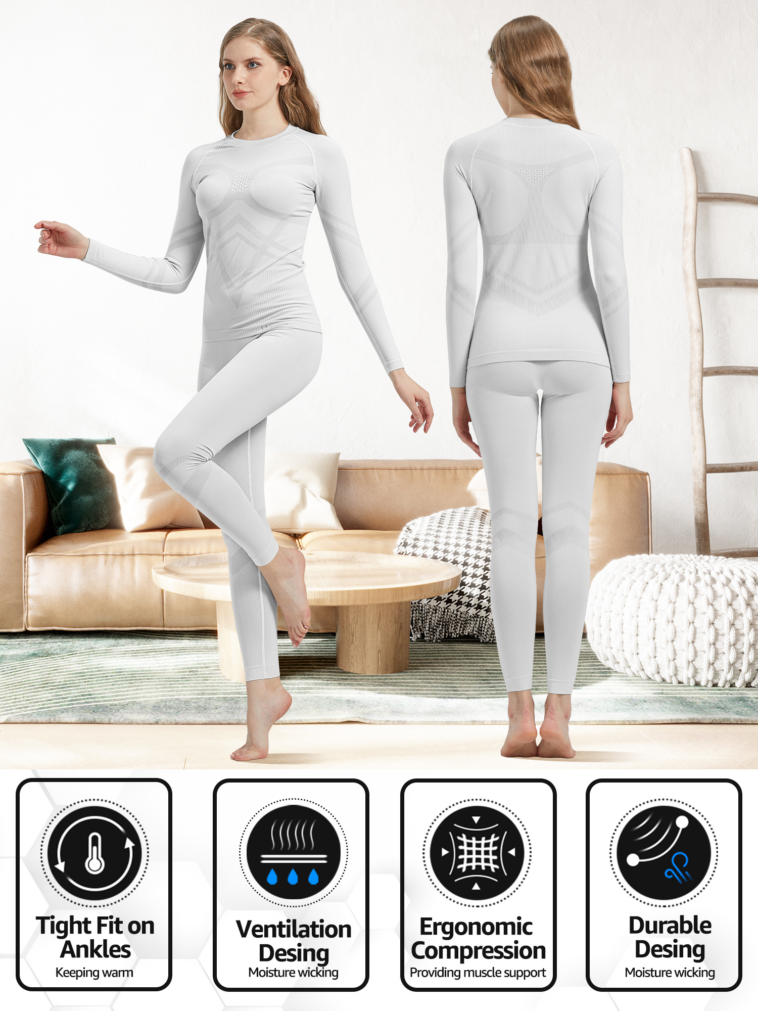 Cold Weather Ladies Ski Thermals Thermal Underwear For Women