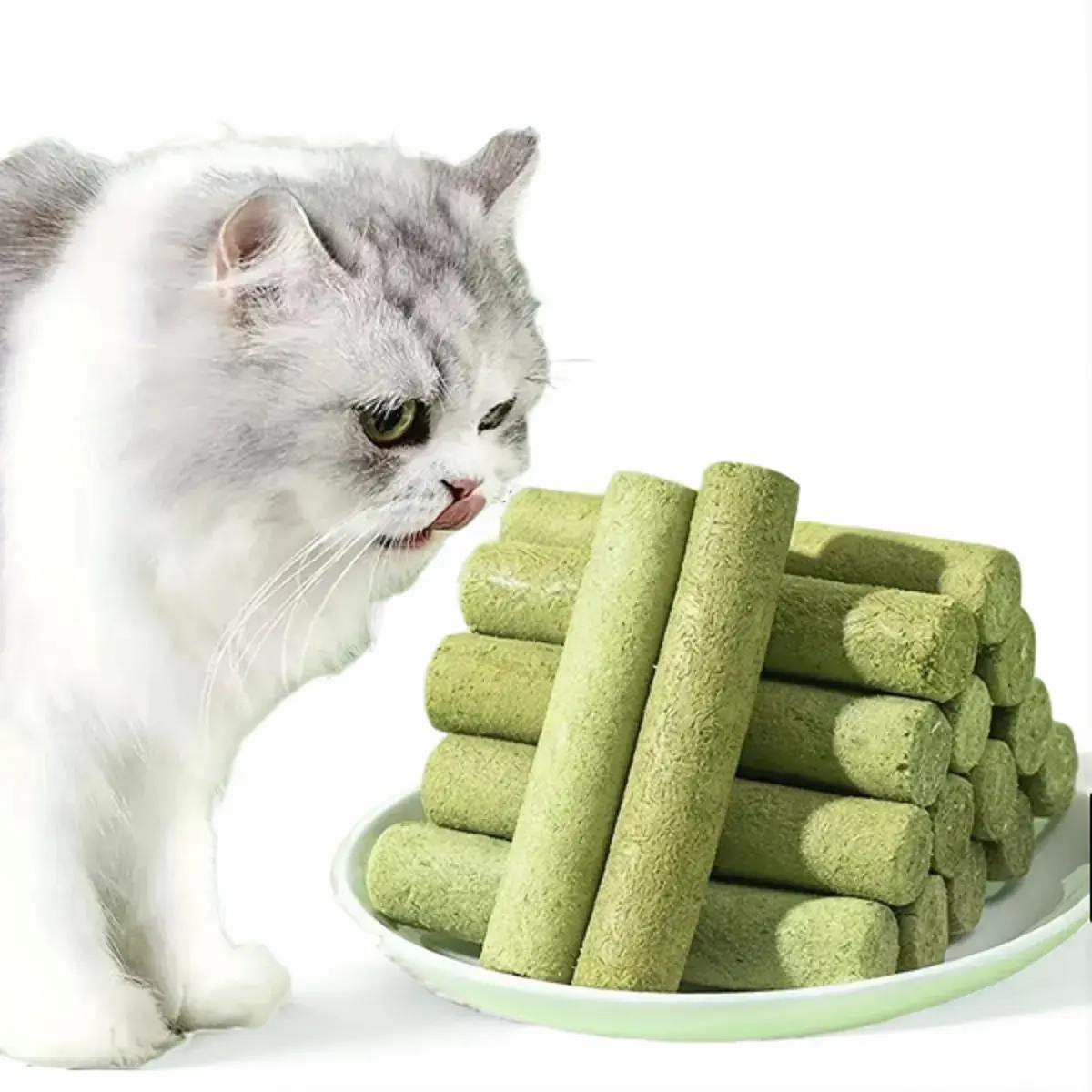 

Cat Grass Teething Sticks For Hairball Control, Dental Care Treat With Chicken Flavored, Cat For Teeth Cleaning