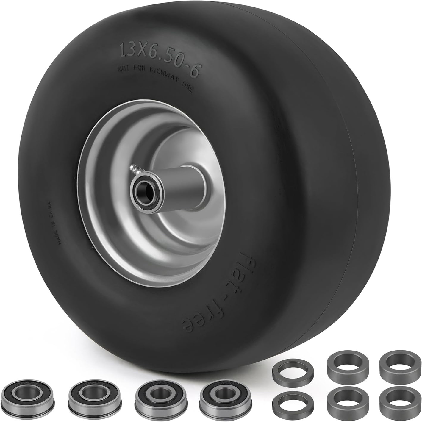 

Lotfancy 13x6.50-6 Lawn Mower Tire And Wheels, 3/4" Or 5/8" Bearings, 5.5" , Smooth Tread Tire For 0 Turn Mowers