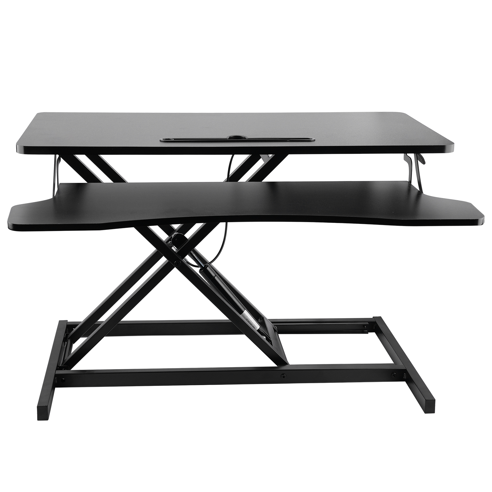 

32'' Height Adjustable Standing Desk, Converter Tabletop, Dual Monitor Riser Workstation, Black