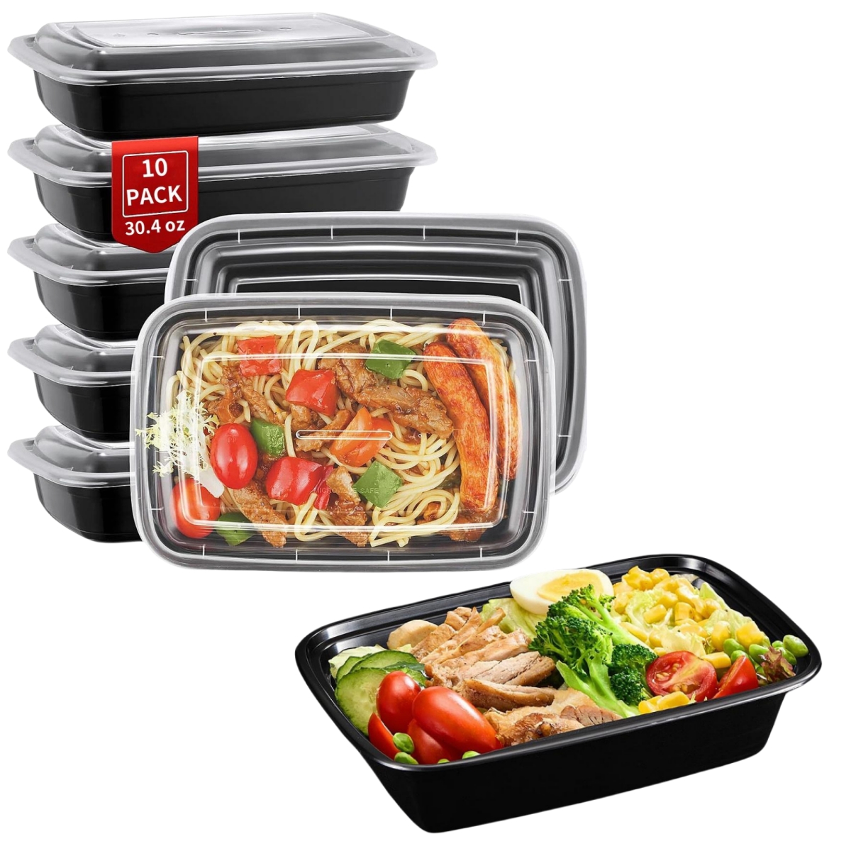 

30.4oz Meal Prep Containers, Extra Large &thick Food Storage Containers With Lids, Reusable Plastic,disposable Bento Box,stackable,microwave/freezer/dishwasher Safe, Bpa Free (10 Sets)