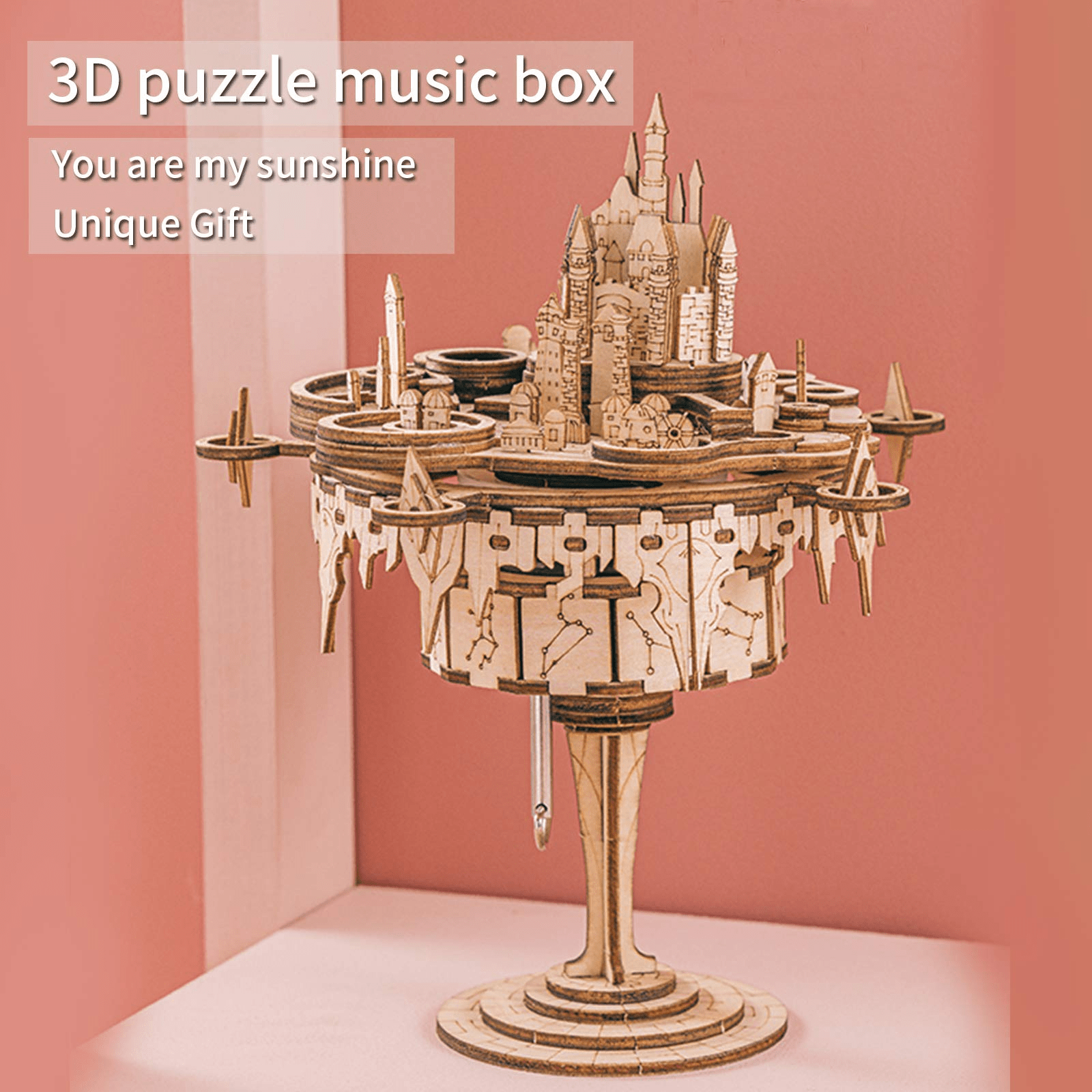 

3d Wooden Puzzles Music Box Kits You Are My Sunshine Castle Building Model Diy Crafts Birthday Gift For Girls Or Women Age 14