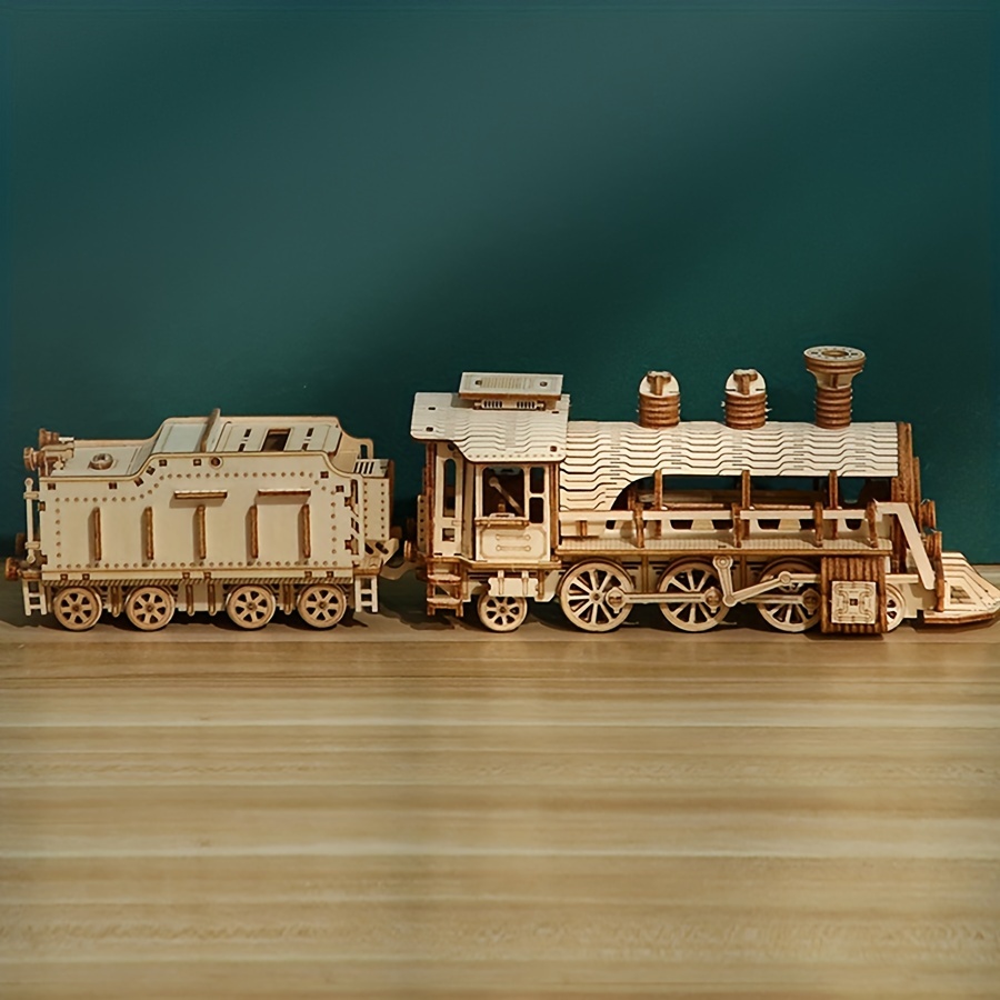 

3d Wooden Puzzle Mechanical Train Model Kits Brain Teaser Puzzles Vehicle Building Kits Unique Gift On Birthday Christmas Day