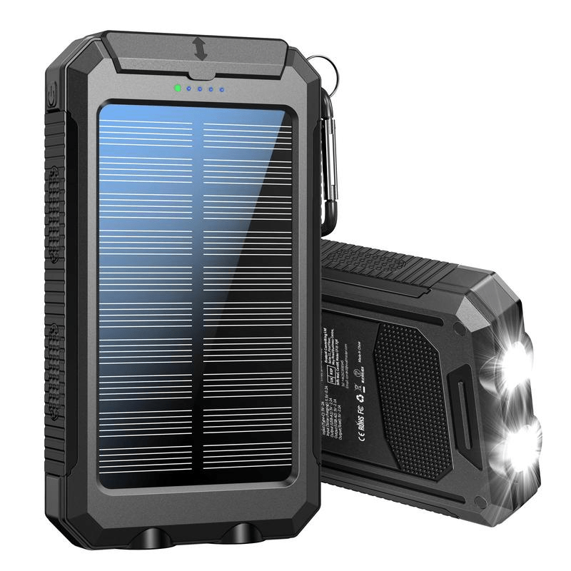 

10000mah Portable Solar Powerbank, 1 Piece Dual Usb Output Portwaterproof Power Bank With