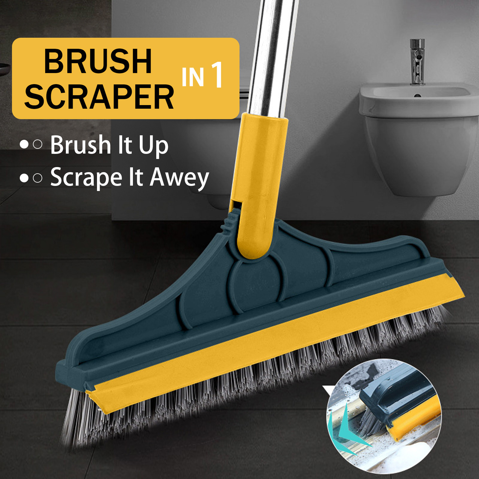 

2 In 1 Floor Brush Scrubber With Long Handle Grout Brush 2024 New Upgrade Scrape Stiff Bristle Cleaning Scrub Brush With Squeegee 120rotating Tile Brush For Cleaning Bathroom Glass Patio Kitchen