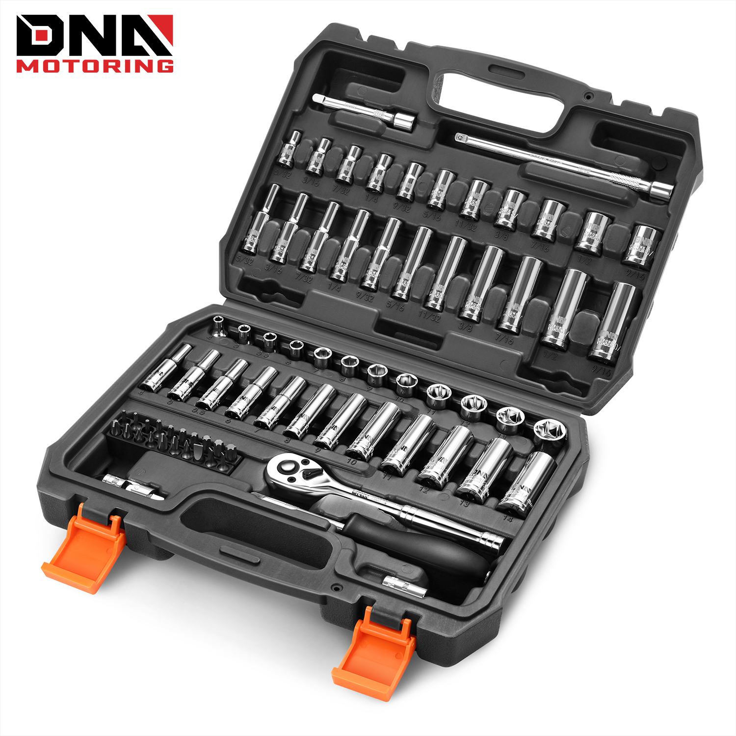 

72-piece 1/4" Drive Socket Set With Ratchets, Adapters, Extensions - 4mm -14mm, 5/32 Inch- 9/16 Inch, Cr-v