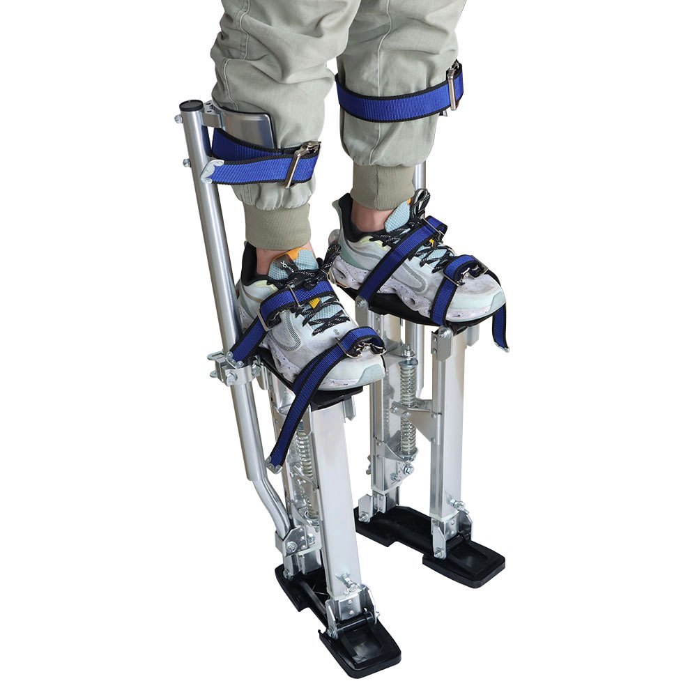 

Drywall Stilts Aluminum Alloy Stilts 18in-30in Adjustable Heights Aluminum Painters Stilts Silver For Working At High Places