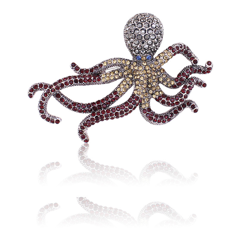 

Vintage Octopus Brooch Creative Man Octopus Pin Antique Silver Plating Brooch Pin Halloween Gift Christmas Full Brooch