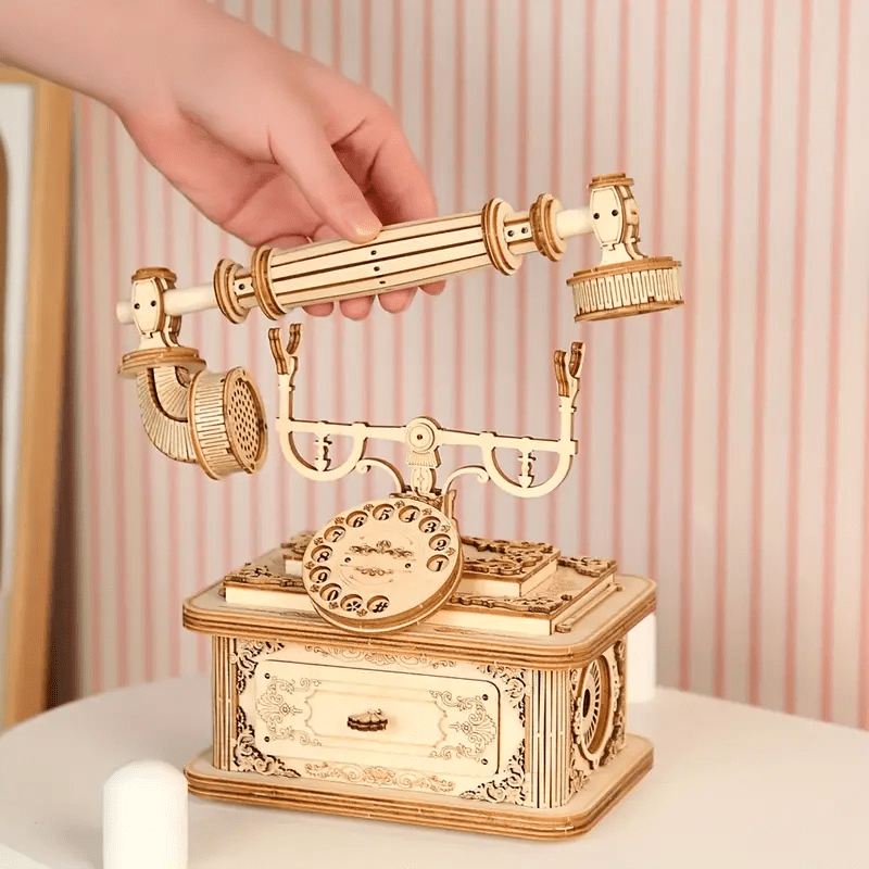

Creative Retro Telephone 3d Wooden Puzzle For Adults Tabletop Model Kits Decoration And Gift For Christmas And Birthday