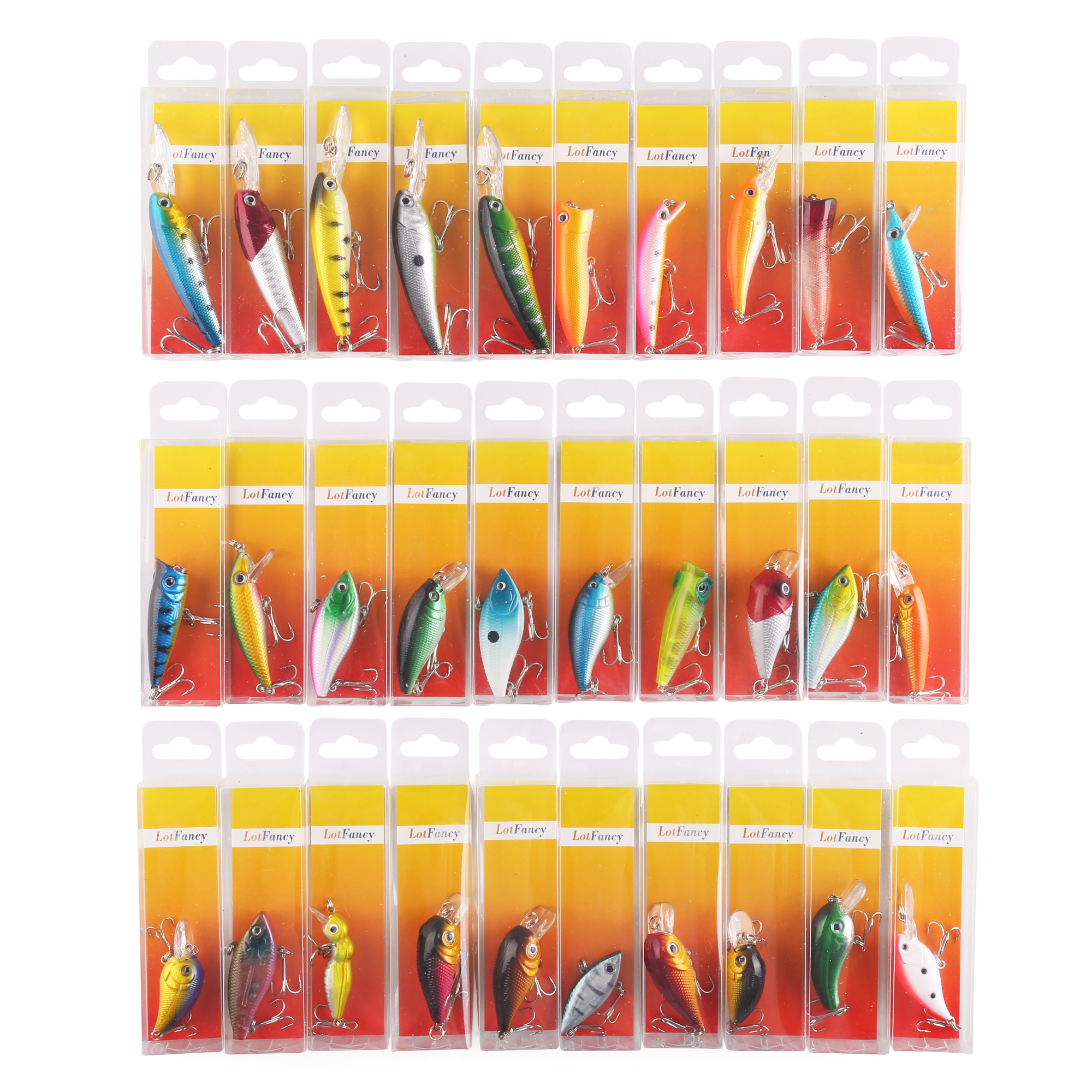 

Lotfancy 30 Topwater Fishing Lures With Hooks, Bass Bait Trout Lures With Propeller Tail