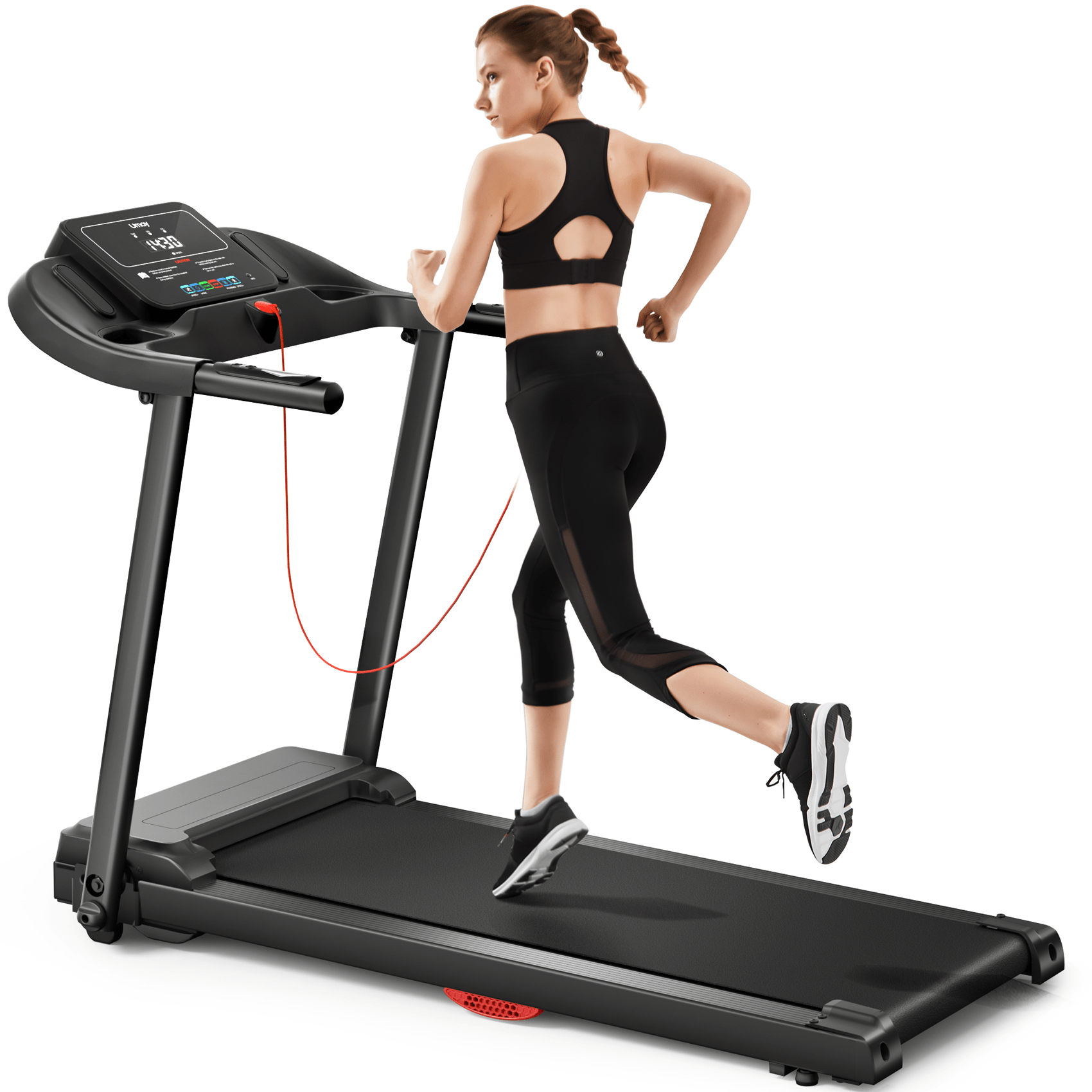 

Foldable Treadmills For Home, Quiet 3.0hp Folding Treadmill With Silicone Shock Absorption, Heart Rate Monitor, 300 Lbs Capacity