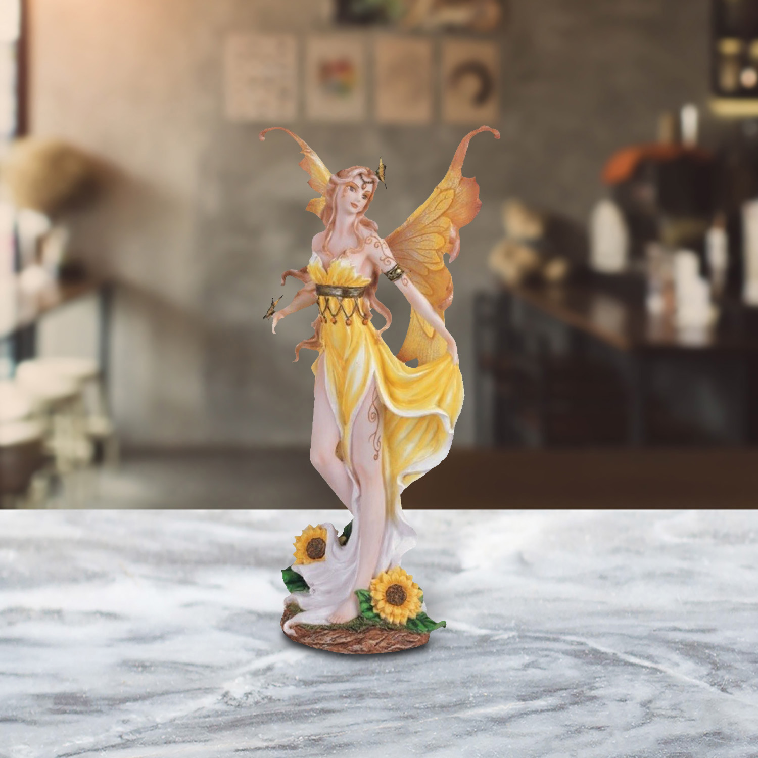 

12.5"h Yellow Sunflower Fairy Figurine Statue Home/room Decor And Perfect Gift Ideas For House Warming, Holidays And Birthdays Great Collectible Addition