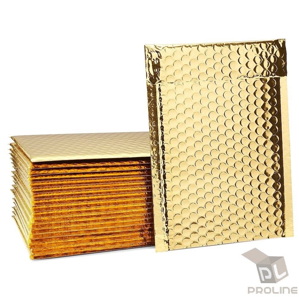 

Metallic Gold Bubble Padded Envelopes Self-sealing Mailers Extra Wide 8.5x12 (inner 8.5x11)