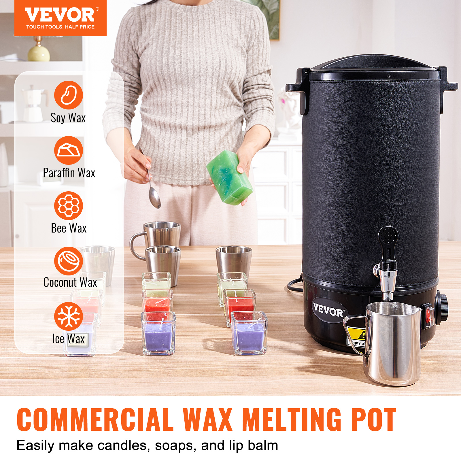 

Vevor 10 L Wax Melter For Candle Making, Extra Large Electric Wax , With Spout And 9-level , Easy Clean For Candle Soap Cream Beauty Bulk Business Or Home